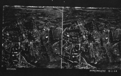 R.A.F. photograph transparency - Bomb Damage at Bochum - 19/11/1944; 19/11/1944; 9016 R.A.F. photograph transparency - Bomb Damage at Bochum - 19/11/1944; 19/11/1944; 9016