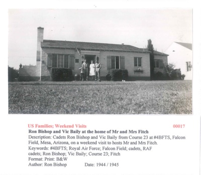 Cadets Ron Bishop and Vic Baily -  From Course 23 on a Weekend visit to hosts Mr and Mrs Fitch - 1944/1945 - Photo No. 00017; 83384