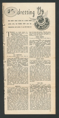 Magazine cutting - 'Dressing Up' on how to make your meat ration go further ; 79738 Magazine cutting - 'Dressing Up' on how to make your meat ration go further ; 79738