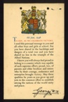 Certificate - "Today as we celebrate victory" - 08/06/1946 - message to school chilren from King George VI; 8/06/1946; 5279 Certificate - "Today as we celebrate victory" - 08/06/1946 - message to school chilren from King George VI; 8/06/1946; 5279