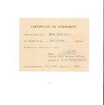 Membership card - Civil Defence Corps - Mrs Nora Watts - certificate of enrolment - 17/11/1961; 17/11/1961; 34971 Membership card - Civil Defence Corps - Mrs Nora Watts - certificate of enrolment - 17/11/1961; 17/11/1961; 34971