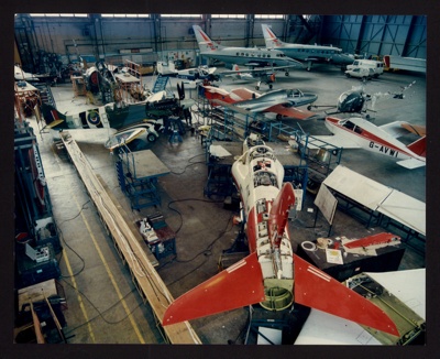 Photograph (colour) - various aircraft inside hanger at Cranfield College of Aeronautics; 6345