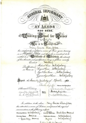 Certificate - unframed - hospital nurse - awarded to M.L. Thompson; 47258 Certificate - unframed - hospital nurse - awarded to M.L. Thompson; 47258