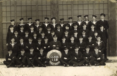 Photographs (2) - "H.M.S. Royal Arthur" class 112 & unidentified R.A.F. air crew group; 5319