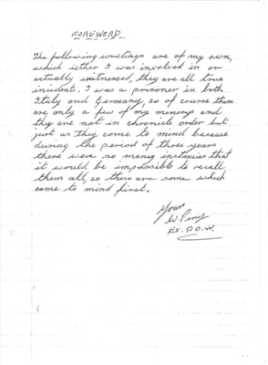 Manuscript memoirs of a British P.O.W. (W. Peny) in Germany & Italy; 2055