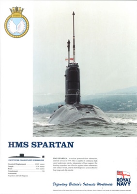 Poster - "H.M.S. Spartan" - Swiftsure Class Nuclear Fleet Submarine; 36455 Poster - "H.M.S. Spartan" - Swiftsure Class Nuclear Fleet Submarine; 36455