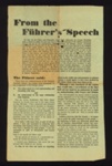 German propaganda leaflet - "From the Fuhrer's speech" - dropped on England by the Luftwaffe; 2386