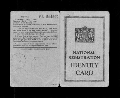 National registration identity card - Doris Coward - Selby - Yorkshire - 22/05/1943; 22/05/1943; 34531