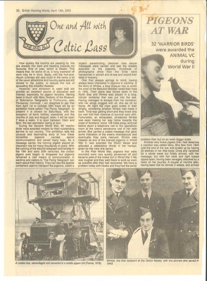 Article from "British homing world" 13/04/2001 - "Pigeons at war"; 36239