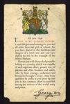 Certificate - "Today as we celebrate victory" - 08/06/1946 - message to school children from King George VI; 8/06/1946; 5349 Certificate - "Today as we celebrate victory" - 08/06/1946 - message to school children from King George VI; 8/06/1946; 5349