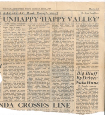 Press cutting - effect of R.A.F. & R.C.A.F. bombing raids over the industrial Ruhr district of Germany - 05/05/1945; 5/05/1945; 38227