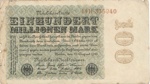 German bank note - Reichsbanknote - Einhundert Millionen Mark - 100000000 Marks - 22/08/1923; 22/08/1923; 37971 German bank note - Reichsbanknote - Einhundert Millionen Mark - 100000000 Marks - 22/08/1923; 22/08/1923; 37971