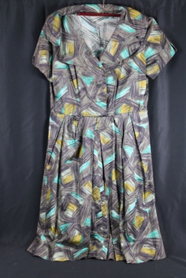 Ladies cotton patterned dress green/black/yellow; 73429 Ladies cotton patterned dress green/black/yellow; 73429