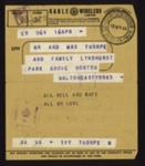 Telegram- to a 'Mr & Mrs Thorpe' from their daughter 'Ivy Thorpe' dated 16.04.1944 ; 78830