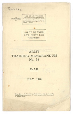 Pamphlet - "Army Training Memorandum No: 34" - "War" - July 1940; 1/07/1940; 35370 Pamphlet - "Army Training Memorandum No: 34" - "War" - July 1940; 1/07/1940; 35370