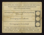 German voting card - "Volksabstimmungskommission Des Volkerbundes" - pre 1939; 2001
