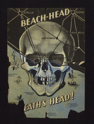 German propaganda leaflet - "Beach head - death's head !" - German attempt to berate ANZIO landings - 1944; 1/01/1944; 2198