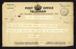 Post office telegram - 24/08/1940 - "Dear Clarie arrived safe Africa in good health"; 24/08/1940; 2099