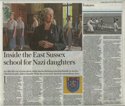 Newspaper Article - Sunday Telegraph Dated 14/3/2021, 'Inside the East Sussex School for Nazi Daughters'; 77899 Newspaper Article - Sunday Telegraph Dated 14/3/2021, 'Inside the East Sussex School for Nazi Daughters'; 77899