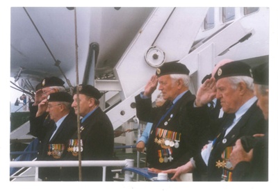 Photograph - Normandy Veterans Association members on board ferry off the isle of wight - 2000; 35715