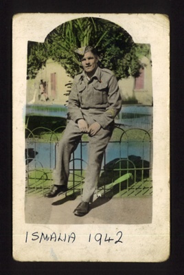 Post card photograph (colour) - possibly Pte Paskin in Ismalia - 1942; 1/01/1942; 1764 Post card photograph (colour) - possibly Pte Paskin in Ismalia - 1942; 1/01/1942; 1764