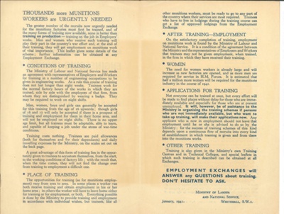 Information leaflet - "Training for wartime work in the engineering industry" - 1941; 1/01/1941; 36261 Information leaflet - "Training for wartime work in the engineering industry" - 1941; 1/01/1941; 36261