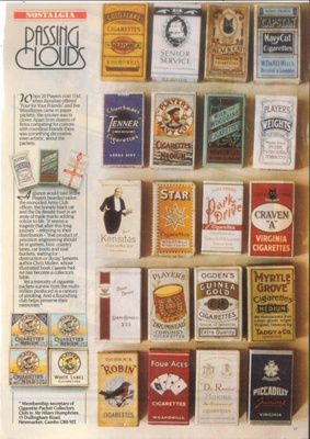 Magazine article - "Cigarette Packets of Yesteryear" - contains colour photographs of old cigarette packets; 36122