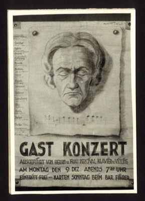 Commemorative Concert Card - "Gast Konzert" - Toft Hall P.O.W. Camp - Knutsford - dated 02/12/1957; 2/12/1957; 2359