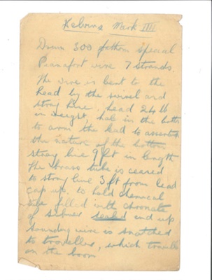 Manuscript note - "Kelvin MK III" - unidentified Royal Navy equipment; 35765 Manuscript note - "Kelvin MK III" - unidentified Royal Navy equipment; 35765