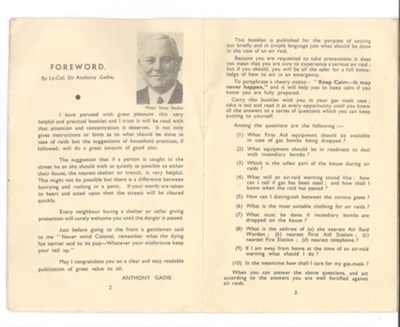 Booklet - "A.R.P - a complete and Essential guide to the Civil Defence of Bradford"; 35419 Booklet - "A.R.P - a complete and Essential guide to the Civil Defence of Bradford"; 35419