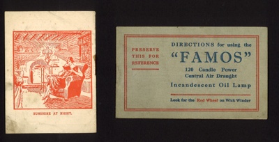 Instruction booklet - the "Famos" 120 candle power incandescent oil lamp; 6309