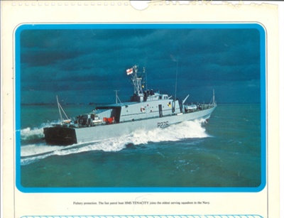 Colour photographs (2) - "H.M.S. tenacity" - Fishery protection vessel & "H.M.S. glaMorgan" - guided missile destroyer; 36126 Colour photographs (2) - "H.M.S. tenacity" - Fishery protection vessel & "H.M.S. glaMorgan" - guided missile destroyer; 36126