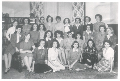 A group photo of the 'Falconettes' (the British Cadet Club - BWRS North Central avenue, Phoenix) - 1945; 84045