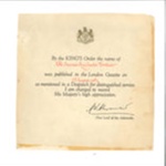 Certificate - Able Seaman Roy Charles Tomkins - mentioned in Despatches for Distinguished Service - 24/08/1943 - (copy in hut 22); 24/08/1943; 37709