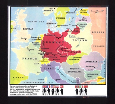 Map - Europe on the verge of war showing Allied & Axis countries; 8962