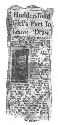 Photocopy - press cutting - re: "Leave Draw" for A.T.S. girl; 6278 Photocopy - press cutting - re: "Leave Draw" for A.T.S. girl; 6278