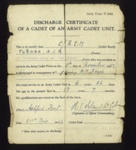 Army form W3052 - "Discharge Certificate" - Army Cadet Unit - C/R.S.M. A.J.B. Turner - 31/12/1943; 31/12/1943; 5049