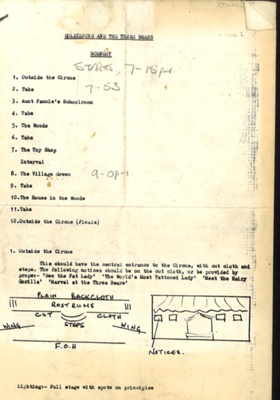 Theatre scenery list - "Goldilocks and the three bears"; 5194