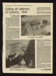 Magazine article - "Calling all Veterans of Cassino 1944" - "Home Front - the Moth Magazine" - November 1988; 1/11/1988; 1913 Magazine article - "Calling all Veterans of Cassino 1944" - "Home Front - the Moth Magazine" - November 1988; 1/11/1988; 1913