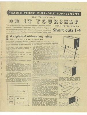 "Radio times" supplement - "BBC Television Do It Yourself" - 25/10/1957; 37380