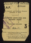 R.A.F. combined leave pass and railway ticket & 2 copies - plus post card "Flight mechanic (engine)" - (photocopies in hut 9); 17/10/1945; 2007 R.A.F. combined leave pass and railway ticket & 2 copies - plus post card "Flight mechanic (engine)" - (photocopies in hut 9); 17/10/1945; 2007