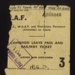 R.A.F. combined leave pass and railway ticket & 2 copies - plus post card "Flight mechanic (engine)" - (photocopies in hut 9); 17/10/1945; 2007