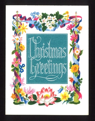Christmas card - national savings stamps Christmas gift - floral border; 13166