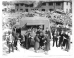 Copy of photograph - Coventry bomb site - mobile catering unit ; 9031