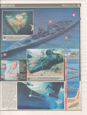 Special newspaper supplement - Mail on Sunday 16/06/2001 - "Discovery of the wreck of the German battleship Bismarck"; 36202 Special newspaper supplement - Mail on Sunday 16/06/2001 - "Discovery of the wreck of the German battleship Bismarck"; 36202