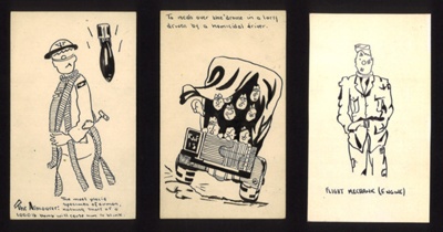 Hand drawn cartoon postcards (5) - R.A.F. subjects; 2063