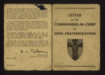 Letter from C-in-C 21st Army Group on non-fraternisation between occupying forces & German nationals - March 1945; 1/03/1945; 2071 Letter from C-in-C 21st Army Group on non-fraternisation between occupying forces & German nationals - March 1945; 1/03/1945; 2071