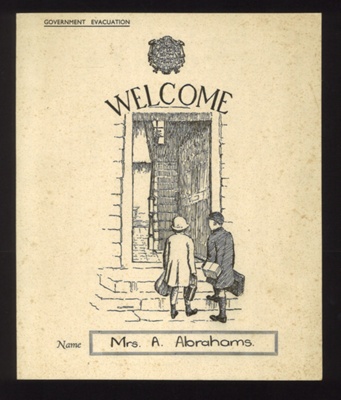 Government evacuation welcome card - Mrs A. Abrahams; 2237