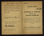 Certificate- 'Certificate of exemption issued by the military authorities'- 'David Morris' not to be called up for service dated 16.02.1917 ; 78807 Certificate- 'Certificate of exemption issued by the military authorities'- 'David Morris' not to be called up for service dated 16.02.1917 ; 78807