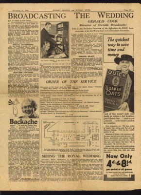 Press cutting - wedding of the Duke of Kent 1934 - Sunday Graphic & 25/11/1934; 25/11/1934; 13158